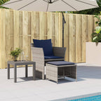 Gartenstuhl mit Fußhocker Grau Poly Rattan