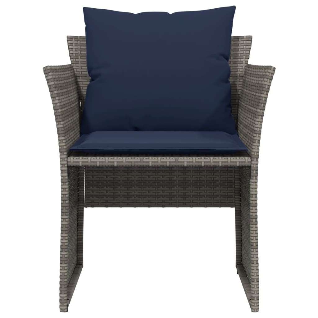 Gartenstuhl mit Fußhocker Grau Poly Rattan