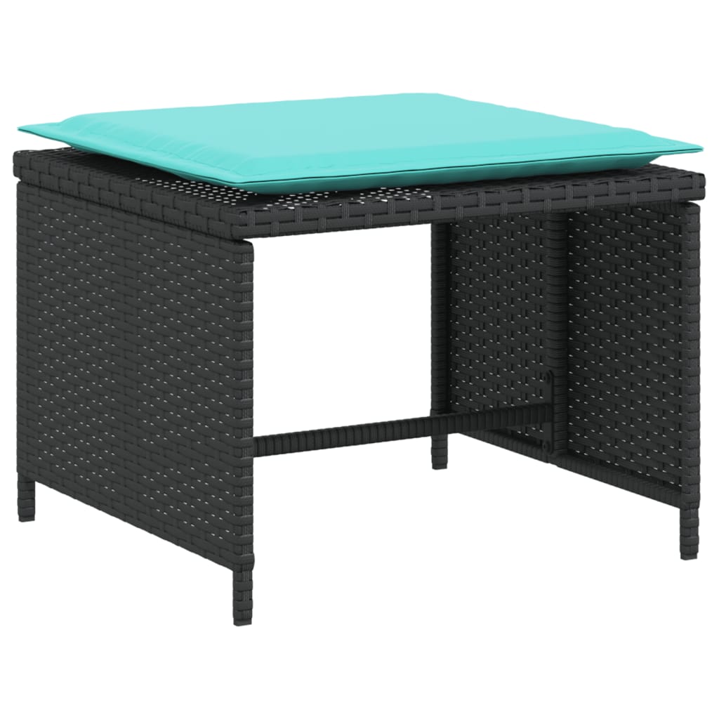 Gartenstuhl mit Fußhocker Schwarz Poly Rattan