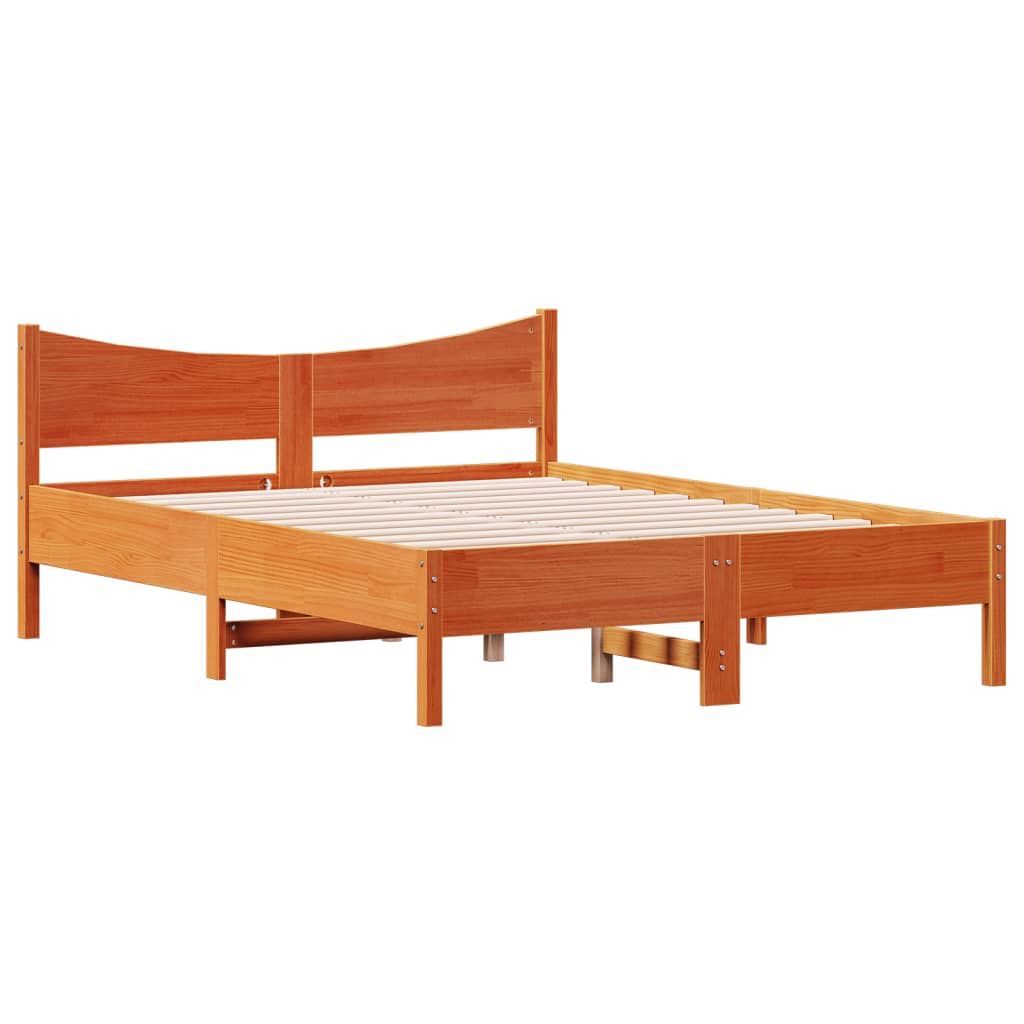 Massivholzbett ohne Matratze Wachsbraun 120x200 cm Kiefernholz