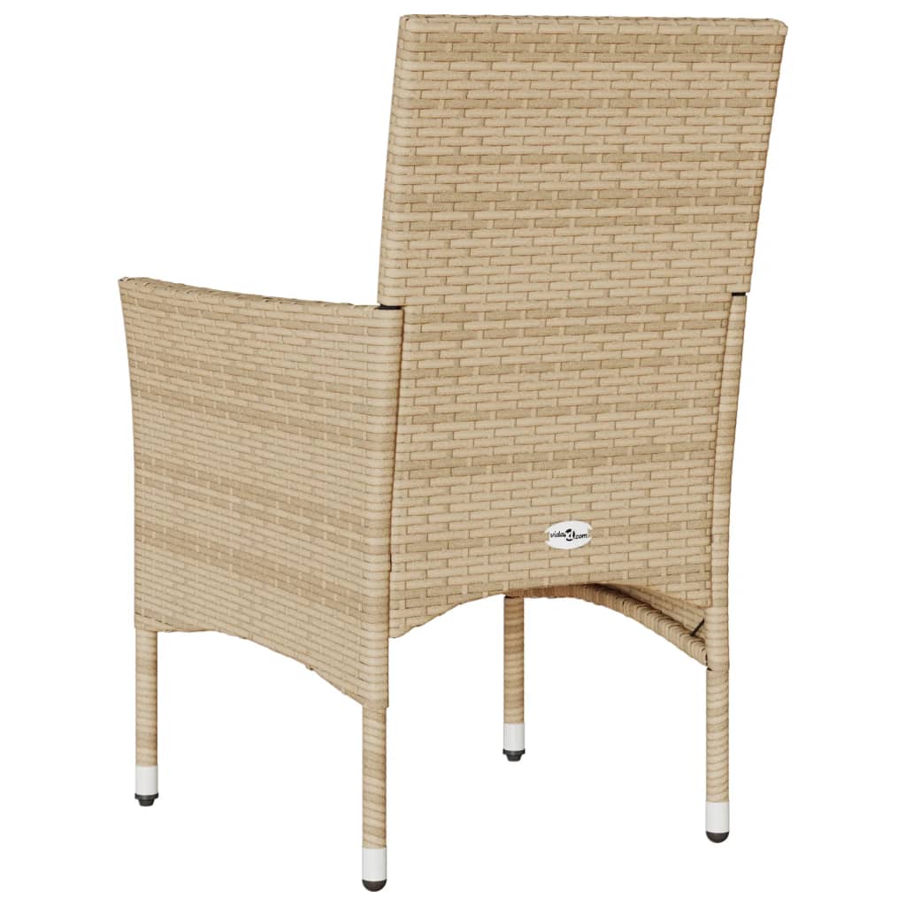 Gartenstühle mit Kissen 2 Stk. Beige Poly Rattan