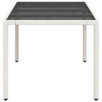 Gartentisch mit Glasplatte Weiß 190x90x75 cm Poly Rattan