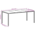 Gartentisch mit Glasplatte Weiß 190x90x75 cm Poly Rattan