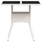 Gartentisch mit Glasplatte Weiß 80x80x75 cm Poly Rattan