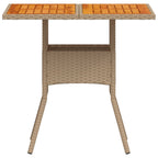 Gartentisch Beige 80x80x75 cm Poly Rattan Akazienholz