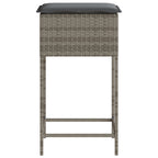 Garten-Barhocker mit Kissen 2 Stk. Grau Poly Rattan