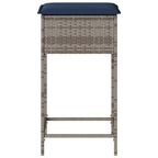Garten-Barhocker mit Kissen 2 Stk. Grau Poly Rattan