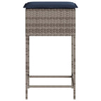 Garten-Barhocker mit Kissen 2 Stk. Grau Poly Rattan