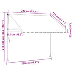 Markise Einziehbar Anthrazit 250x150 cm Stoff und Stahl