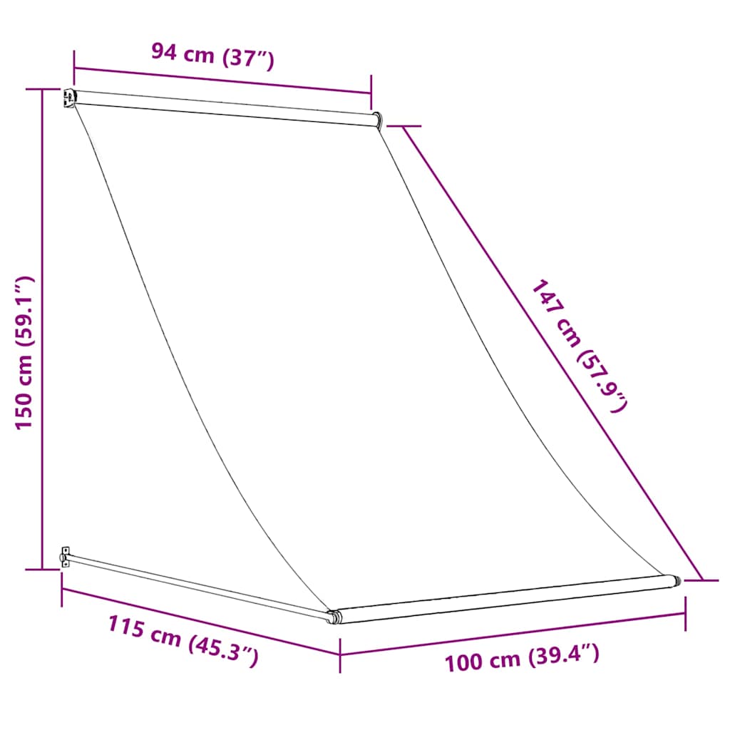 Markise Einziehbar Anthrazit 100x150 cm Stoff und Stahl