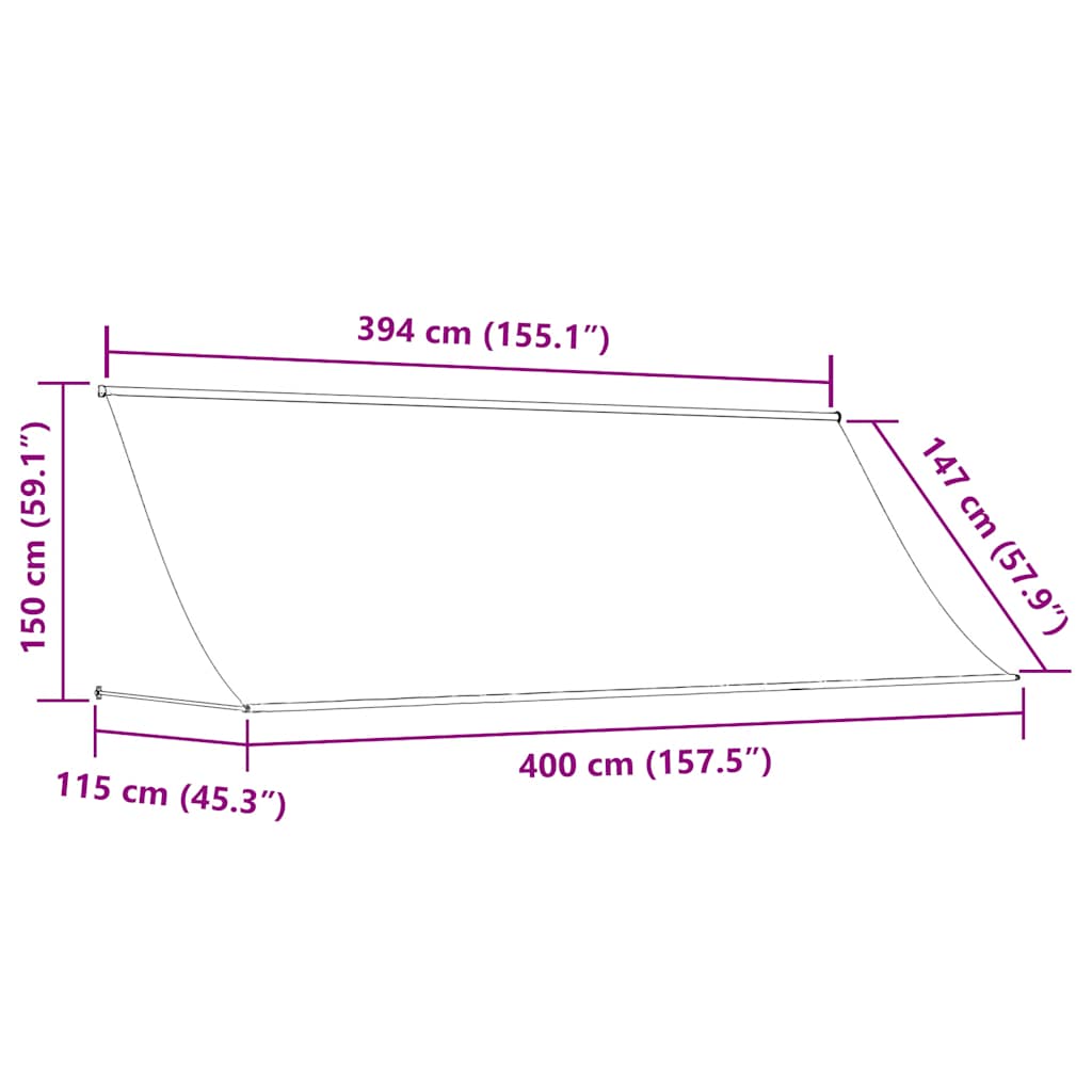 Markise Einziehbar Anthrazit 400x150 cm Stoff und Stahl