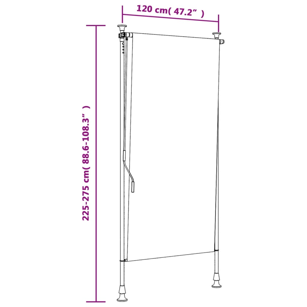 Außenrollo Orange und Weiß 120x270 cm Stoff und Stahl