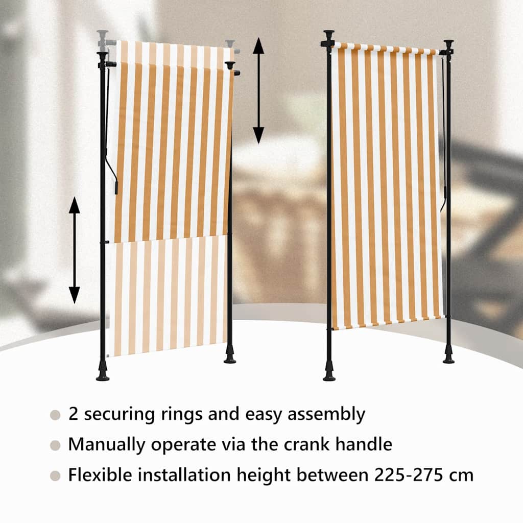 Außenrollo Orange und Weiß 120x270 cm Stoff und Stahl