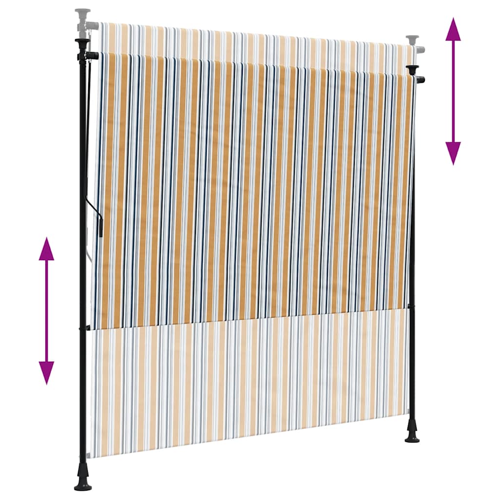 Außenrollo Gelb und Weiß 200x270 cm Stoff und Stahl