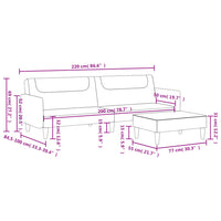 Schlafsofa 2-Sitzer mit Fußhocker Hellgrau Stoff