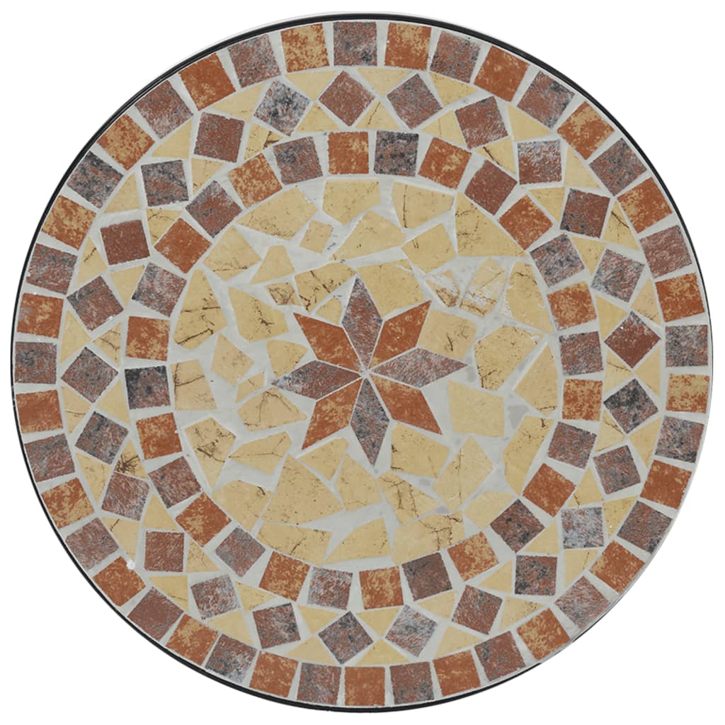 Mosaik-Bistro-Set Terrakottarot und Weiß Eisen und Keramik