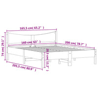 Massivholzbett ohne Matratze 160x200 cm Kiefernholz