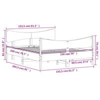 Massivholzbett ohne Matratze Weiß 150x200 cm Kiefernholz