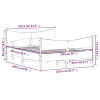 Massivholzbett ohne Matratze Wachsbraun 150x200 cm Kiefernholz