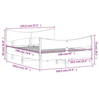 Massivholzbett ohne Matratze Weiß 140x190 cm Kiefernholz