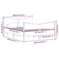 Massivholzbett ohne Matratze Wachsbraun 135x190 cm Kiefernholz