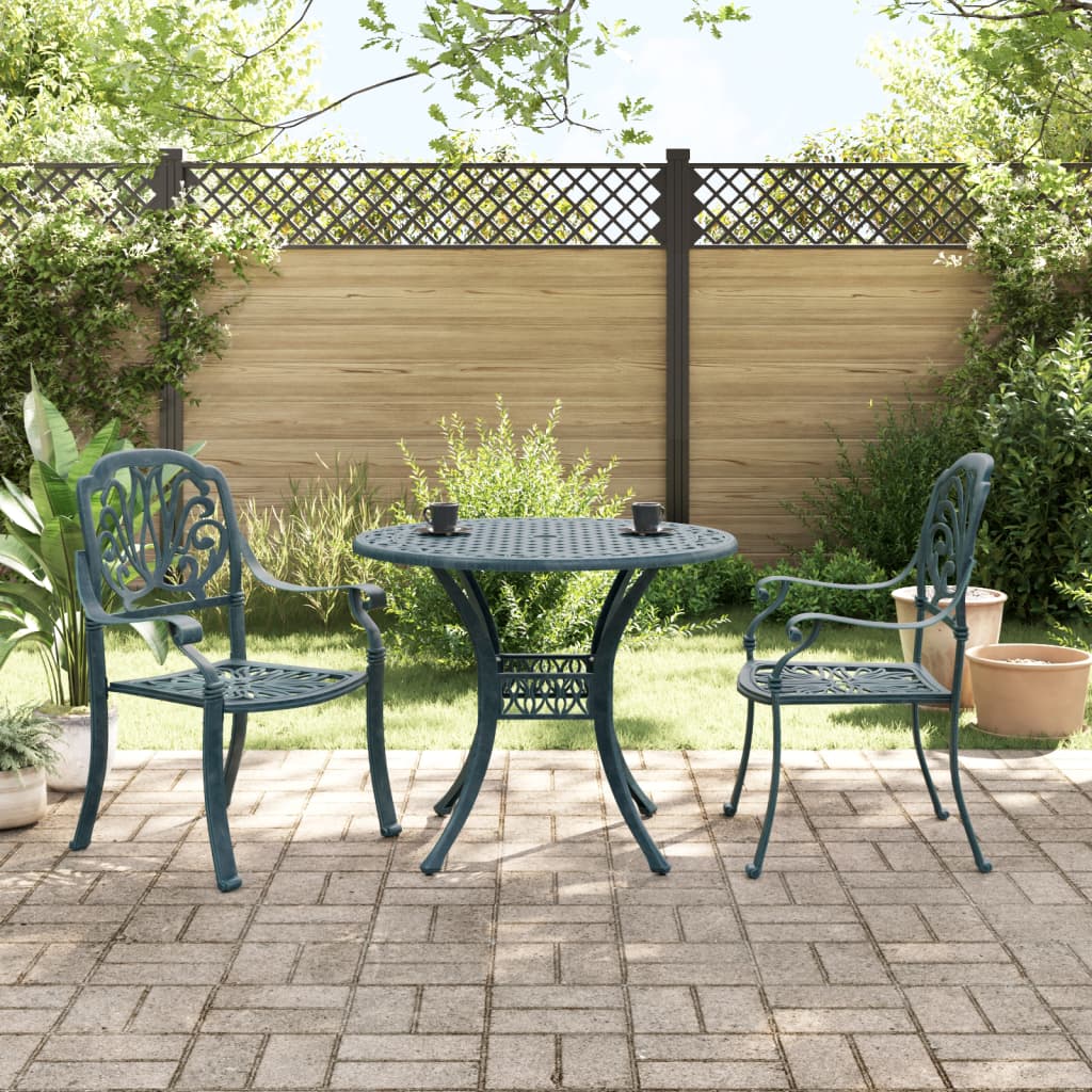 3-tlg. Bistro-Set Grün Aluminiumguss