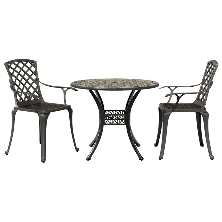 3-tlg. Bistro-Set Bronzen Aluminiumguss