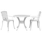 3-tlg. Bistro-Set Weiß Aluminiumguss