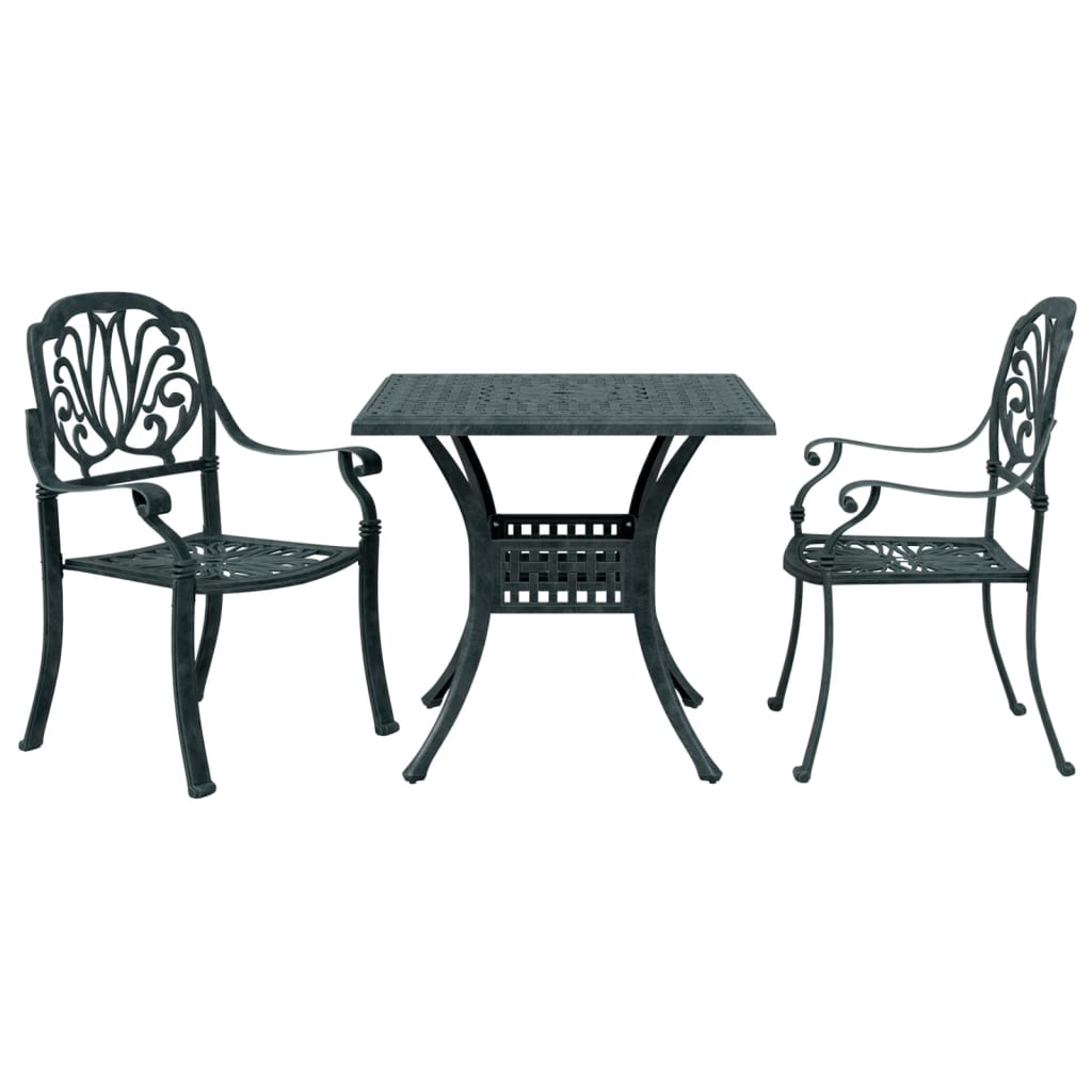 3-tlg. Bistro-Set Grün Aluminiumguss