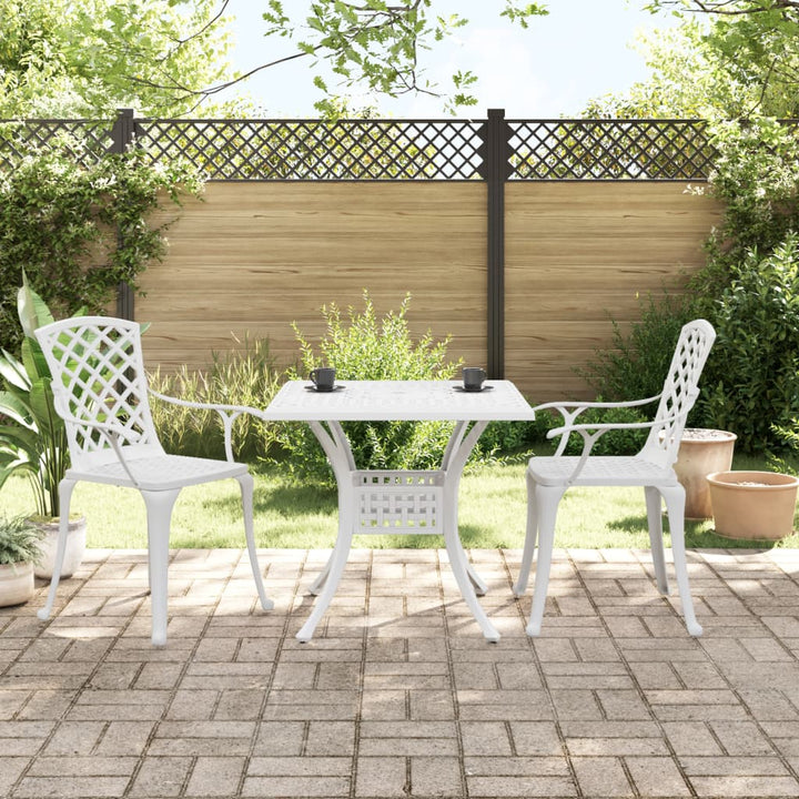 3-tlg. Bistro-Set Weiß Aluminiumguss