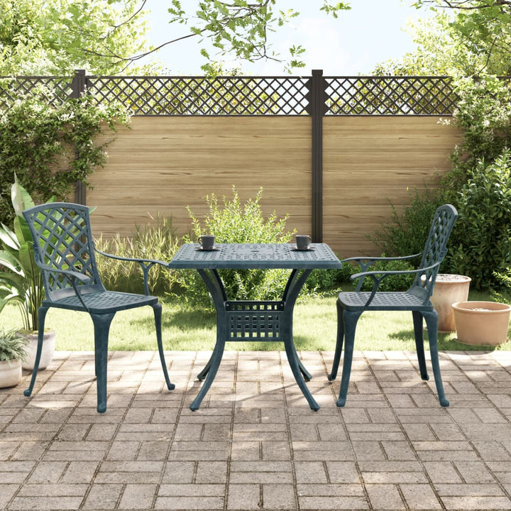 3-tlg. Bistro-Set Grün Aluminiumguss