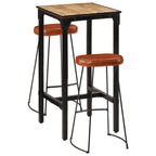 3-tlg. Bar-Set Raues Mangoholz und Metall