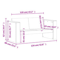 Gartensofa 2-Sitzer Weiß 134x60x62 cm Massivholz Kiefer