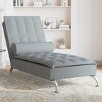 Massage-Chaiselongue mit Nackenrolle Hellgrau Stoff