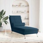 Massage-Chaiselongue mit Nackenrolle Blau Samt