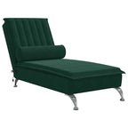 Massage-Chaiselongue mit Nackenrolle Dunkelgrün Samt