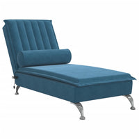 Massage-Chaiselongue mit Nackenrolle Blau Samt