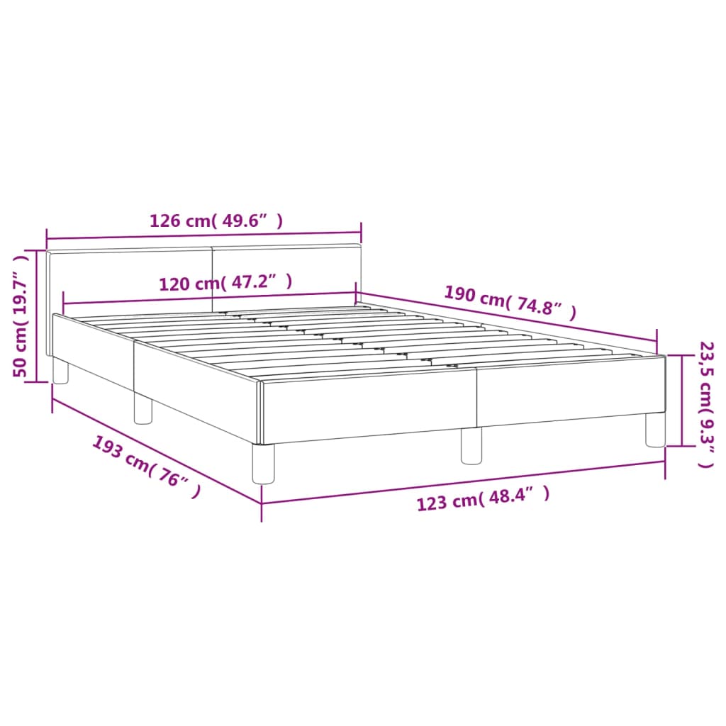 Bettgestell ohne Matratze Hellgrau 120x190 cm Samt