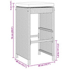 Garten-Barhocker mit Kissen 6 Stk. Grau Poly Rattan