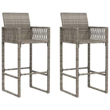 Garten-Barhocker 2 Stk. Grau Poly Rattan