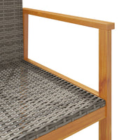 Gartenstühle 2 Stk. Grau Poly Rattan und Massivholz