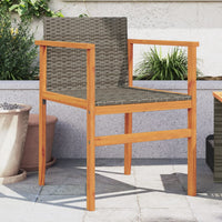 Gartenstühle 2 Stk. Grau Poly Rattan und Massivholz