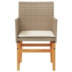 Gartenstühle mit Kissen 2 Stk. Beige Poly Rattan Massivholz