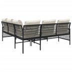 2-tlg. Garten-Sofagarnitur mit Auflagen Schwarz Poly Rattan