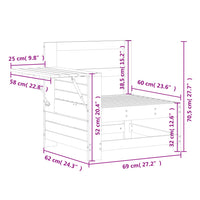 Gartensofa mit Armlehne und Beistelltisch Massivholz Douglasie