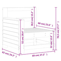 Gartensofa mit Armlehne 69x62x70,5 cm Massivholz Kiefer