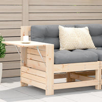 Gartensofa mit Armlehne und Kissen Massivholz Kiefer