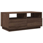 Couchtisch mit LED-Leuchten Braun Eichen-Optik 90x49x40 cm