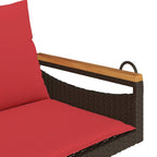 Hängebank mit Kissen Braun 109x62x40 cm Poly Rattan