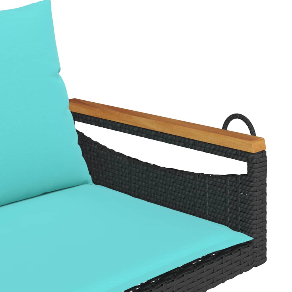 Hängebank mit Kissen Schwarz 109x62x40 cm Poly Rattan